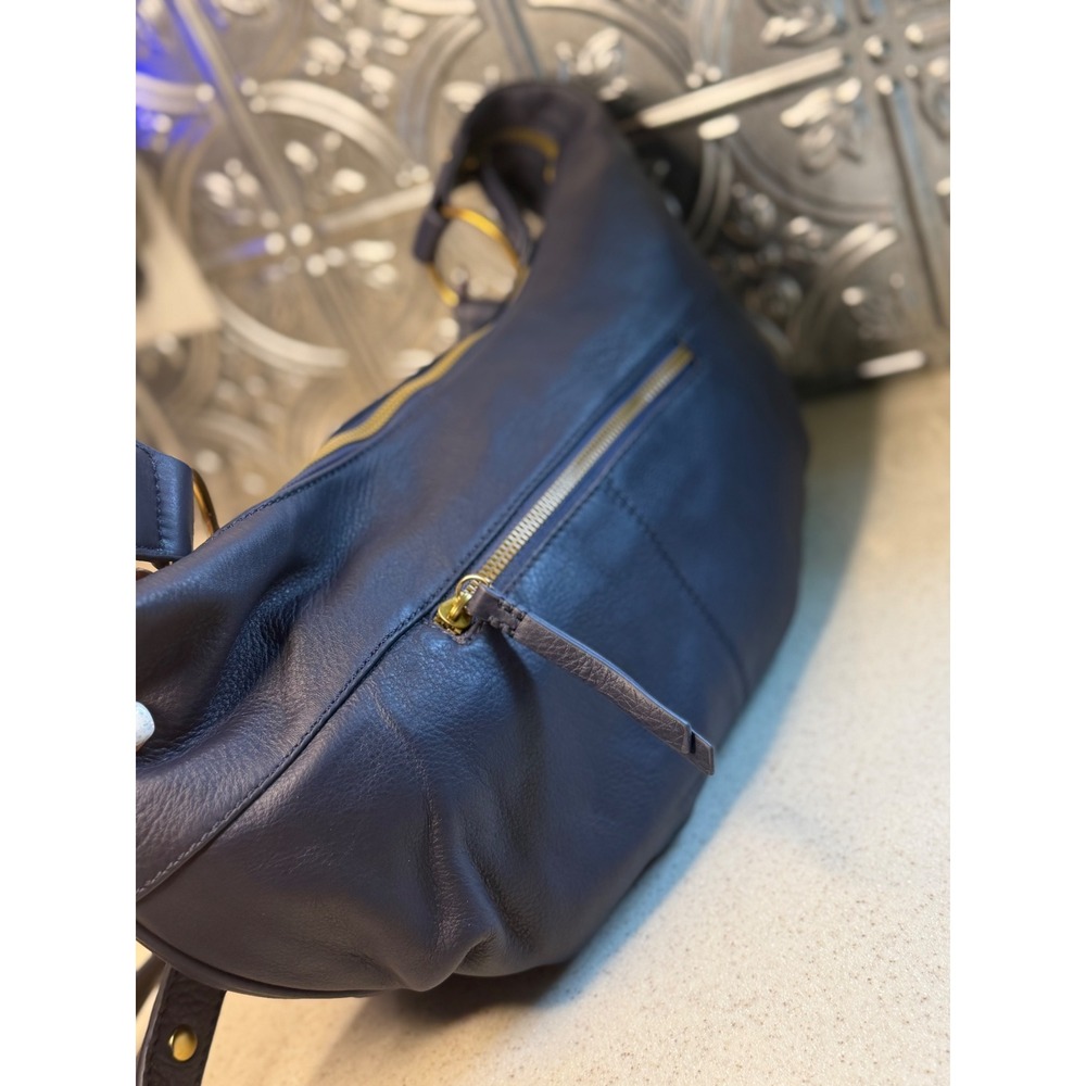 American Leather Co Notting Hill Convertible Crossbody Dark Navy Blue Hobo Bag - Picture 5 of 8